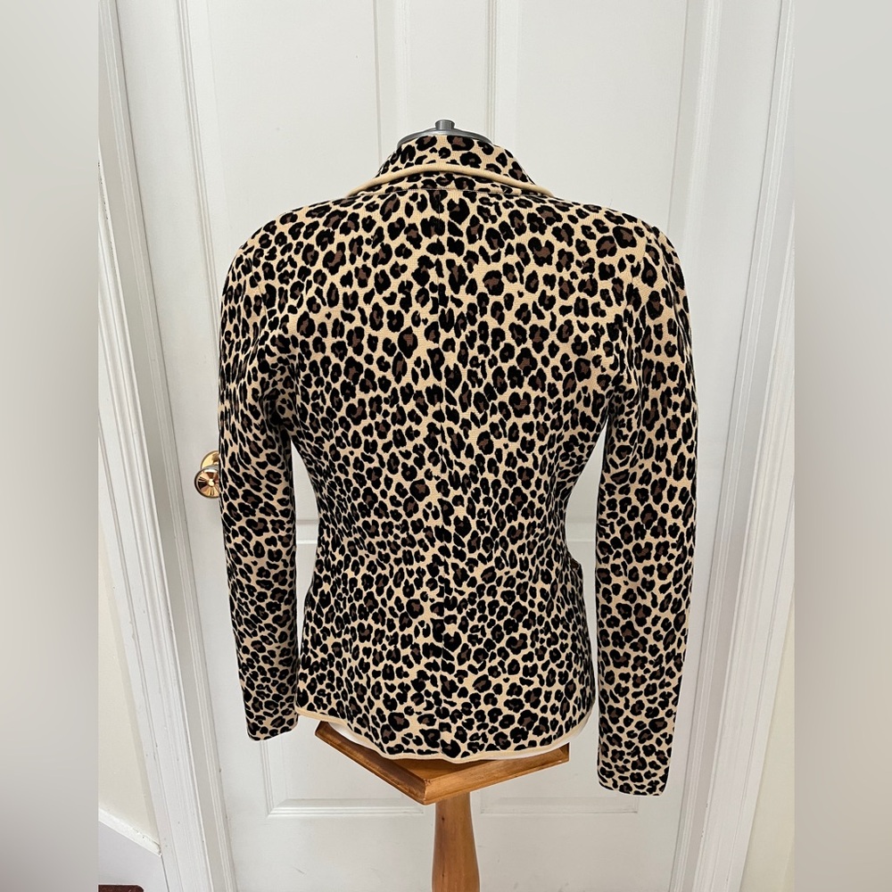 Nordstrom 1901 Sweater Blazer Cheetah Animal Print Womens Tan Black Size S - Picture 6 of 8